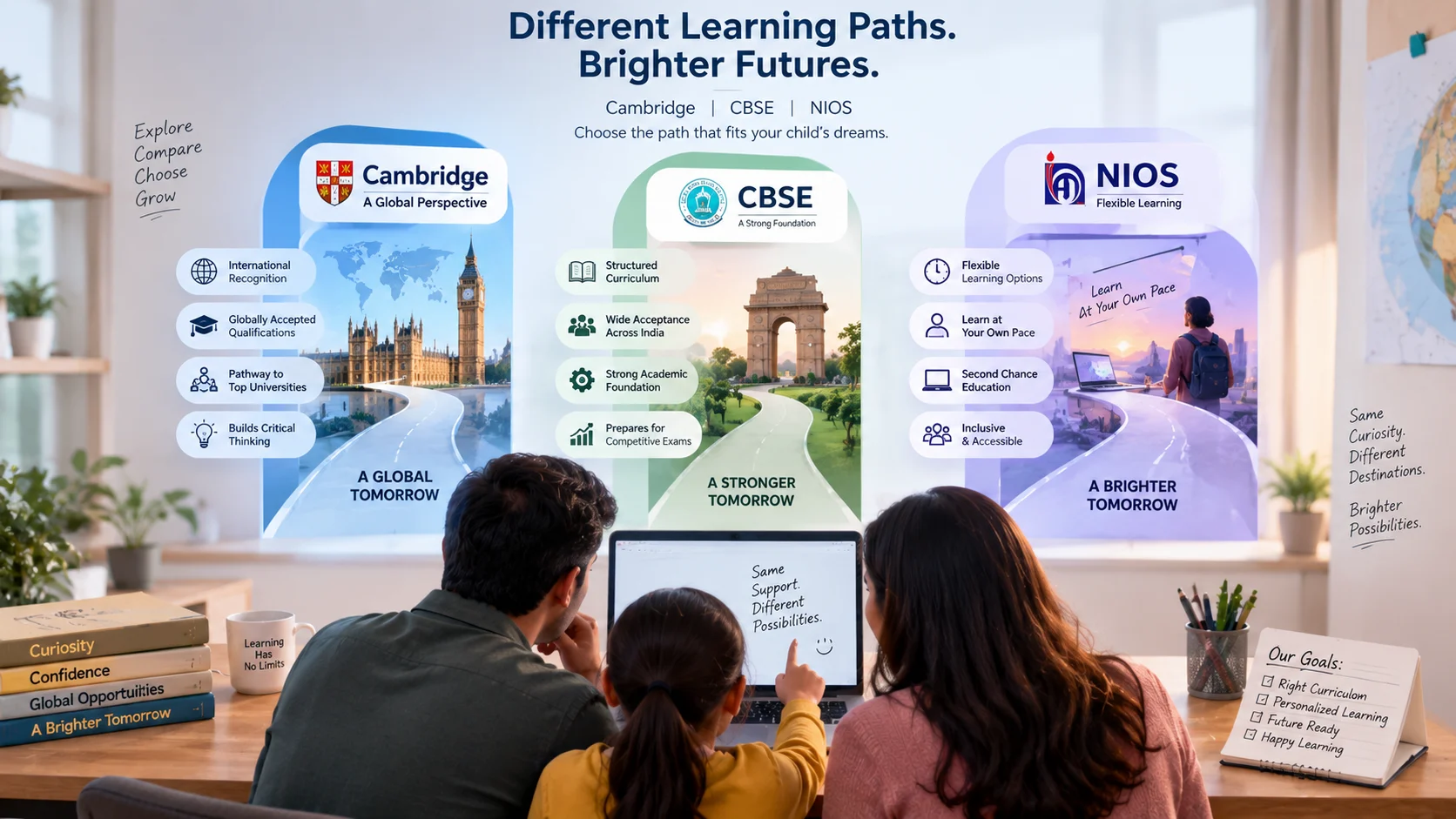 Cambridge curriculum vs CBSE vs NIOS for online schooling