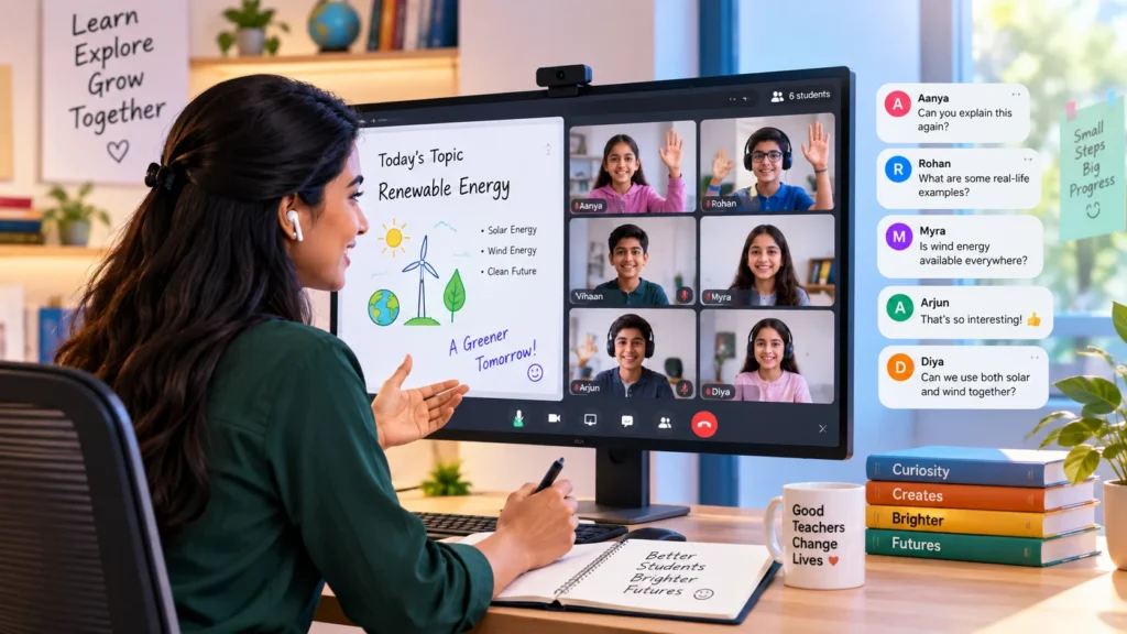 Online school with live classes and teacher interaction