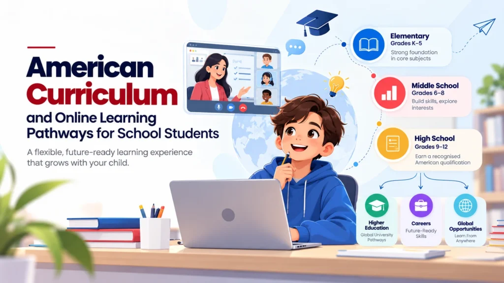 American curriculum structure covering elementary, middle, and high school 