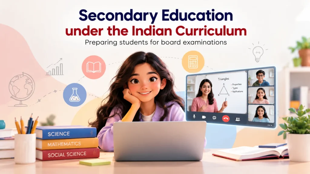 Secondary education under the Indian curriculum preparing students for board examinations