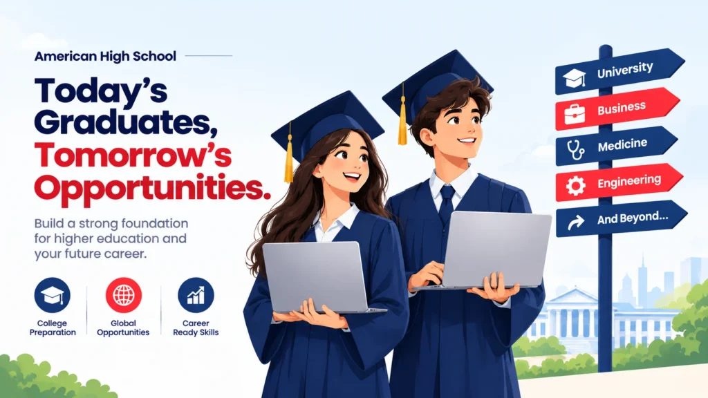 American high school students preparing for graduation and future academic pathways 