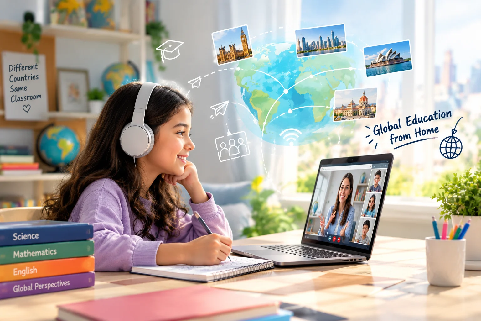 Global education from home through online learning